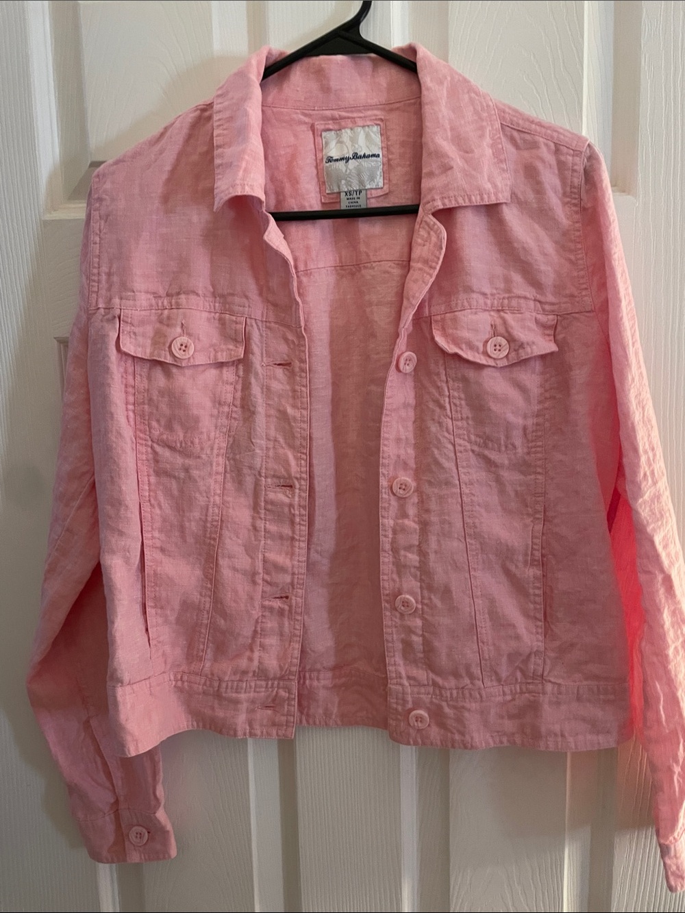 Tommy Bahama Pink Linen Button-Front Jacket